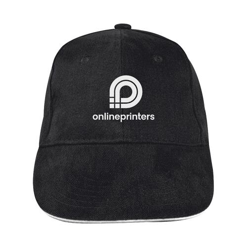 Black fabric baseball cap with six panels.
