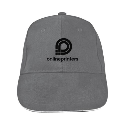 Gray fabric baseball cap with six panels.