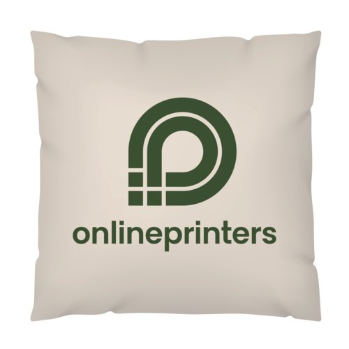Beige fabric cushion cover with concealed zipper.