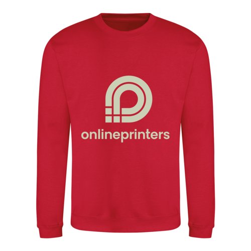 Red cotton-blend sweatshirt with crew neck.