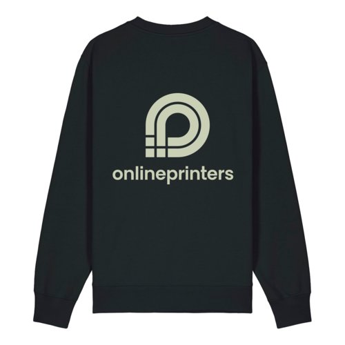 Black unisex sweatshirt made of organic cotton with a round neckline.