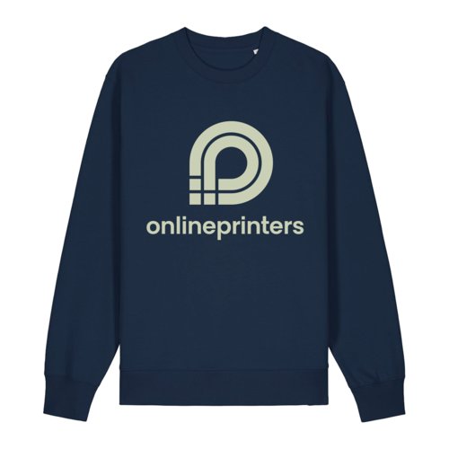 Navy blue unisex sweatshirt made of organic cotton with a round neckline.