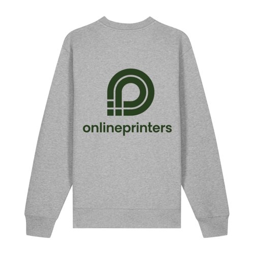 Grey heather sweatshirt in organic cotton, unisex.