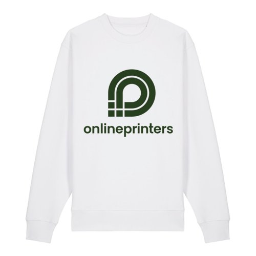 White organic cotton sweatshirt in a unisex cut.