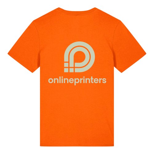 Orange organic cotton T-shirt with short sleeves and a round neck.