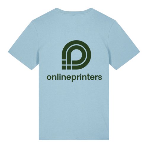 Sky blue organic cotton T-shirt with short sleeves.
