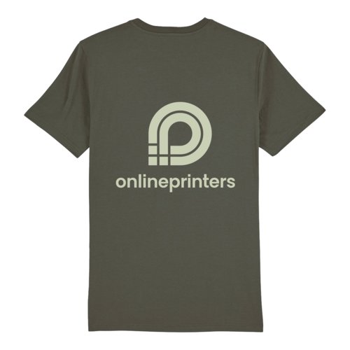 Khaki cotton T-shirt, unisex fit, with short sleeves.
