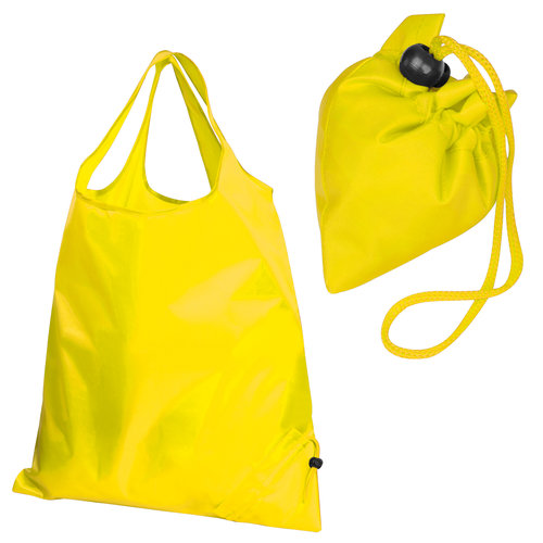 Yellow morph bag with drawstring.