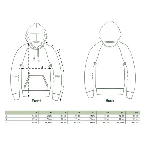 Fabric Unisex Hoodie with hood and kangaroo pocket.