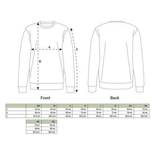 Fabric unisex sweatshirt with round neck and long sleeves.