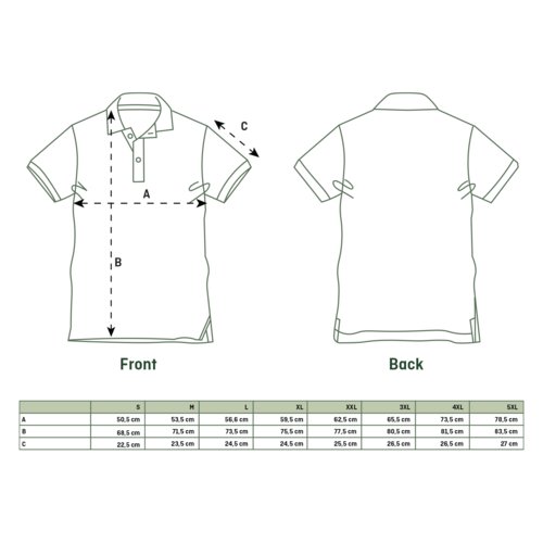 Cotton polo shirt, unisex, with short button placket.