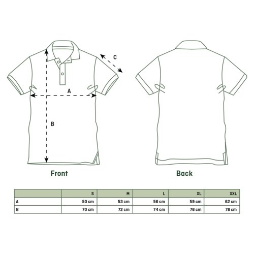 Fabric unisex polo shirt with short sleeves and button placket.