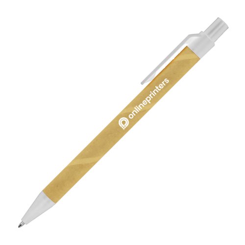 Colored cardboard ballpoint pen with clip.