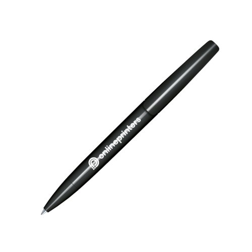 Black polished material ballpoint pen with twist mechanism.