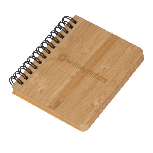Light wood notebook with spiral binding.