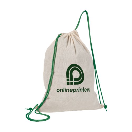 Natural fabric drawstring sports bag.