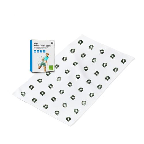 White microfiber sports towel, absorbent and quick-drying.