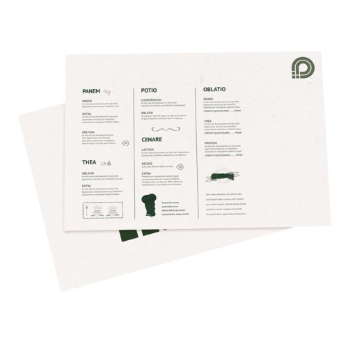 Paper placemat, printed on one side.