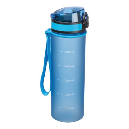 Light blue Tritan water bottle with carrying loop.