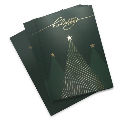 Christmas postcards with partial hot foil stamping.