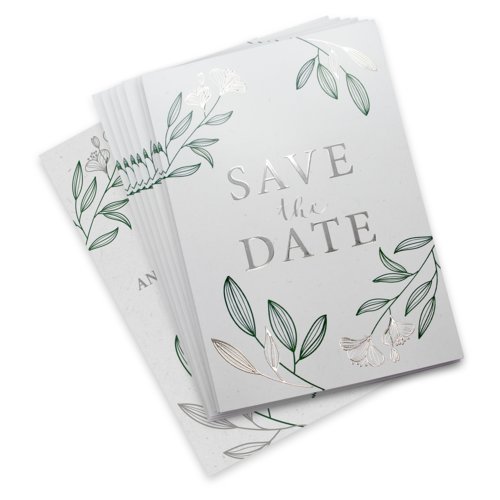 Paper wedding cards with hot foil stamping.