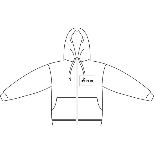 Women's hooded jacket with full zip and kangaroo pocket.