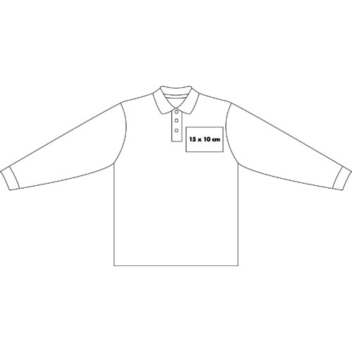 Men's fabric long-sleeved polo shirt with button placket.