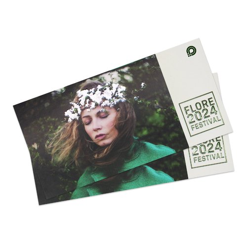Paper folding cards with partial raised varnish and long side groove.