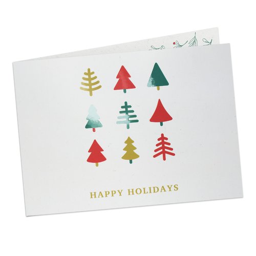 Paper folding card with partial UV varnish in portrait format.