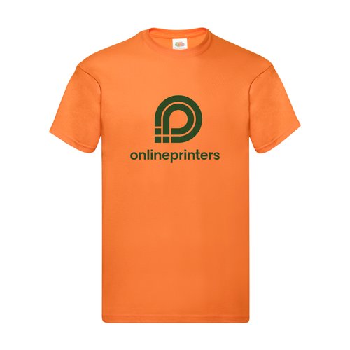 Orange cotton men's t-shirt with short sleeves and a round neckline.