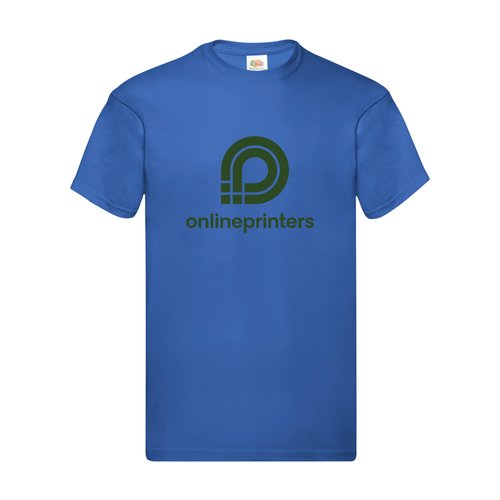 Royal blue cotton T-shirt for men with short sleeves.