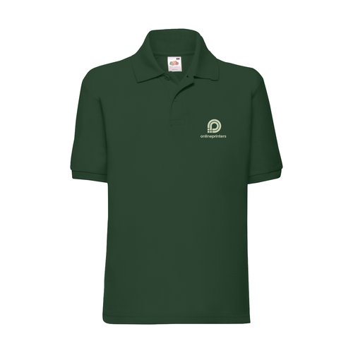 Pique polo shirt with button placket and short sleeves.