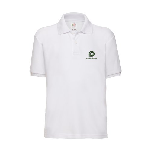 White children's pique blend polo shirt with short sleeves.