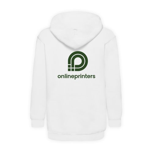 White cotton-polyester hoodie for kids with a hood.