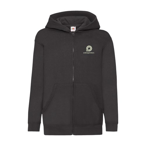 Cotton sweatshirt jacket with hood and full zipper.