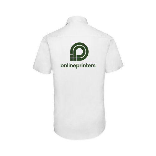 White cotton-blend short-sleeve shirt for men.
