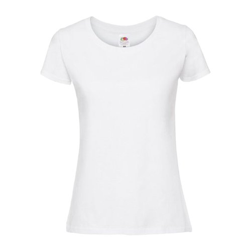 White cotton women's t-shirt with short sleeves.