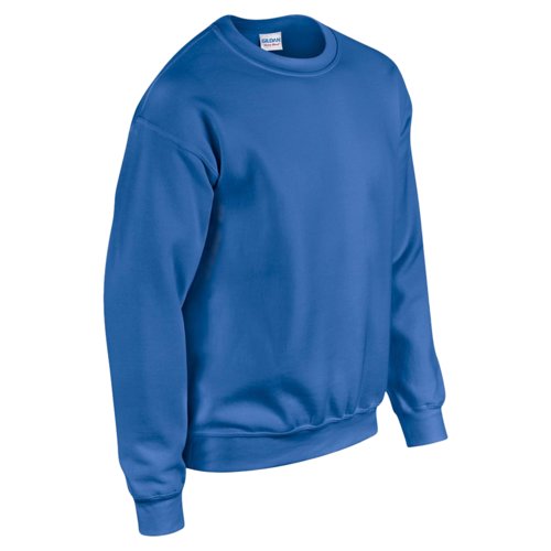 Royal blue cotton-polyester sweatshirt with crew neck.