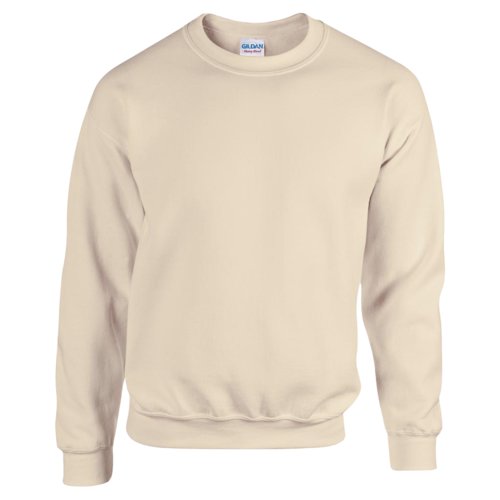 Sand-colored men's sweatshirt made of cotton blend with a round neckline.