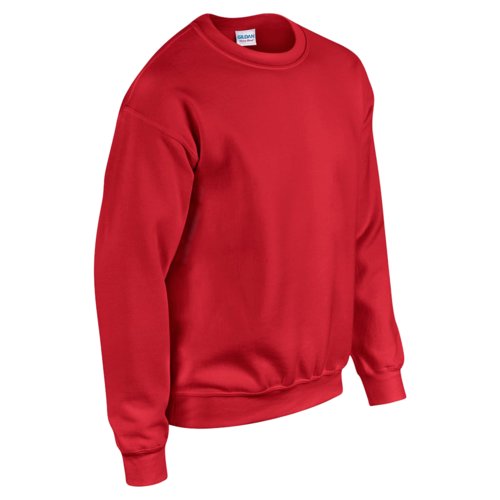 Red men's crew neck sweatshirt made of cotton blend.