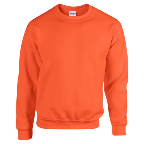 Orange men's sweatshirt in cotton blend with round neck and long sleeves.