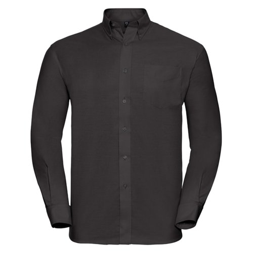 Black Oxford shirt in cotton blend with long sleeves.