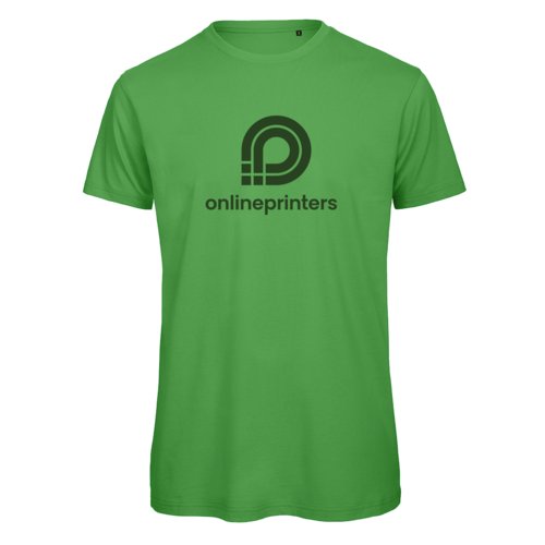 Green fabric t-shirt for men with short sleeves.