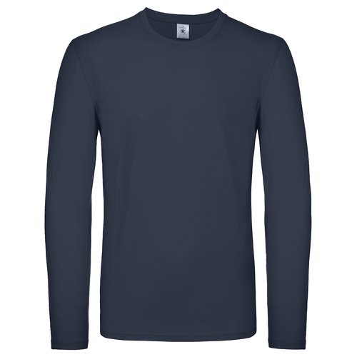 Navy blue cotton long-sleeve shirt for men.