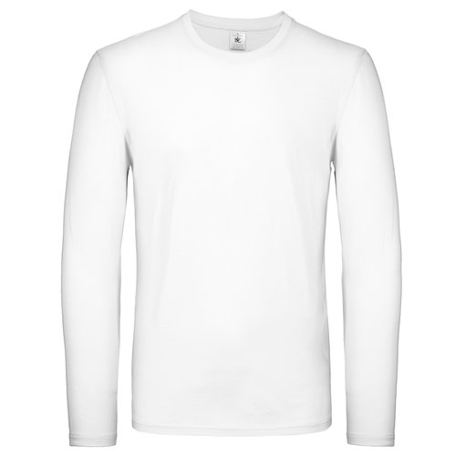 White cotton long-sleeve shirt for men.