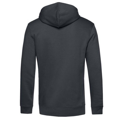 Dark grey cotton-blend hoodie with hood and kangaroo pocket.
