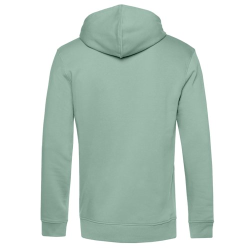 Mint green men's hoodie made of cotton and recycled polyester with hood.