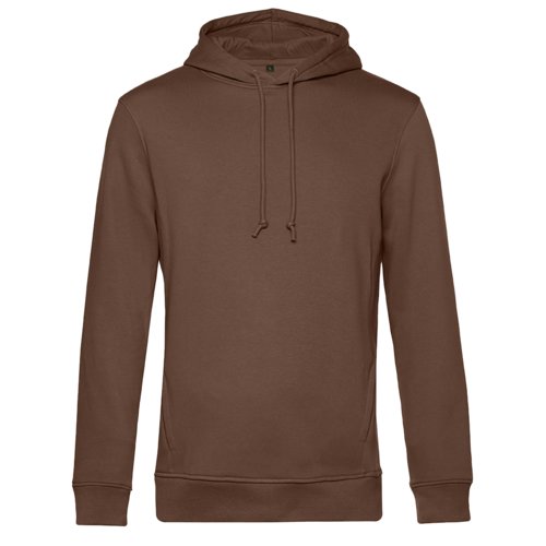 Brown cotton blend hoodie with hood and drawstring.