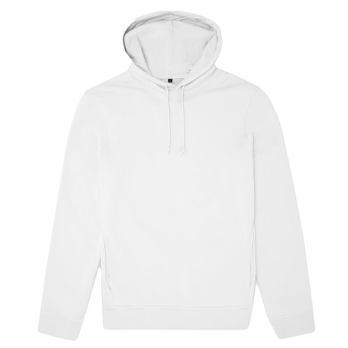 White cotton blend hoodie with hood and drawstring.