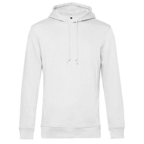 White cotton blend hoodie with hood and drawstring.